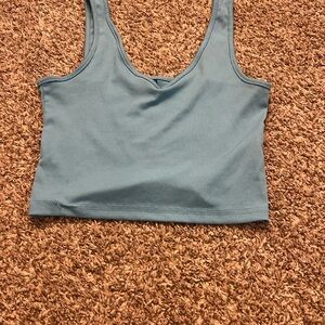 Blue Ribbed Women's Crop Top